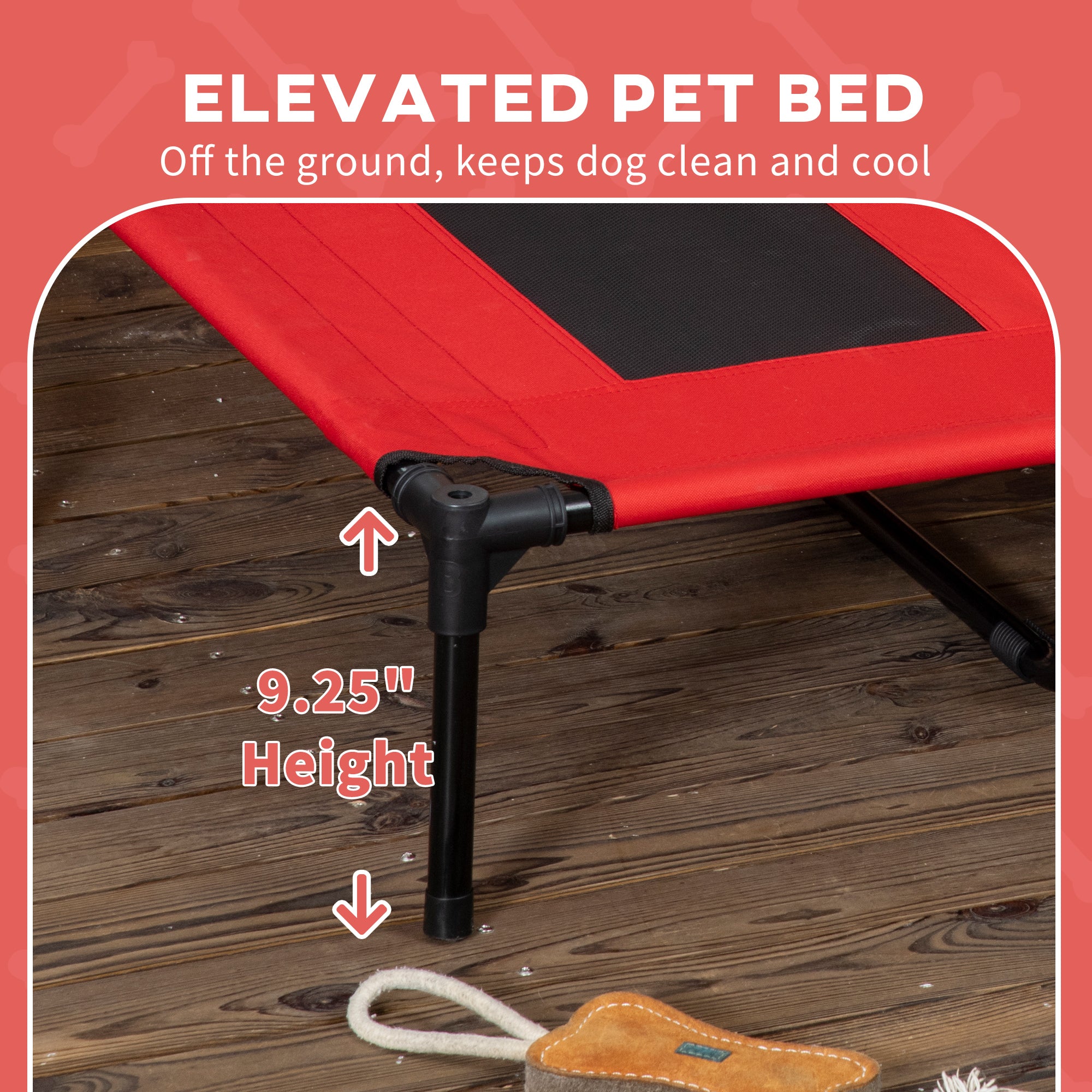 48" x 36" Elevated Portable Dog Cot Bed with UV Protection Canopy, Cooling Pet Bed for Large Dogs, Red