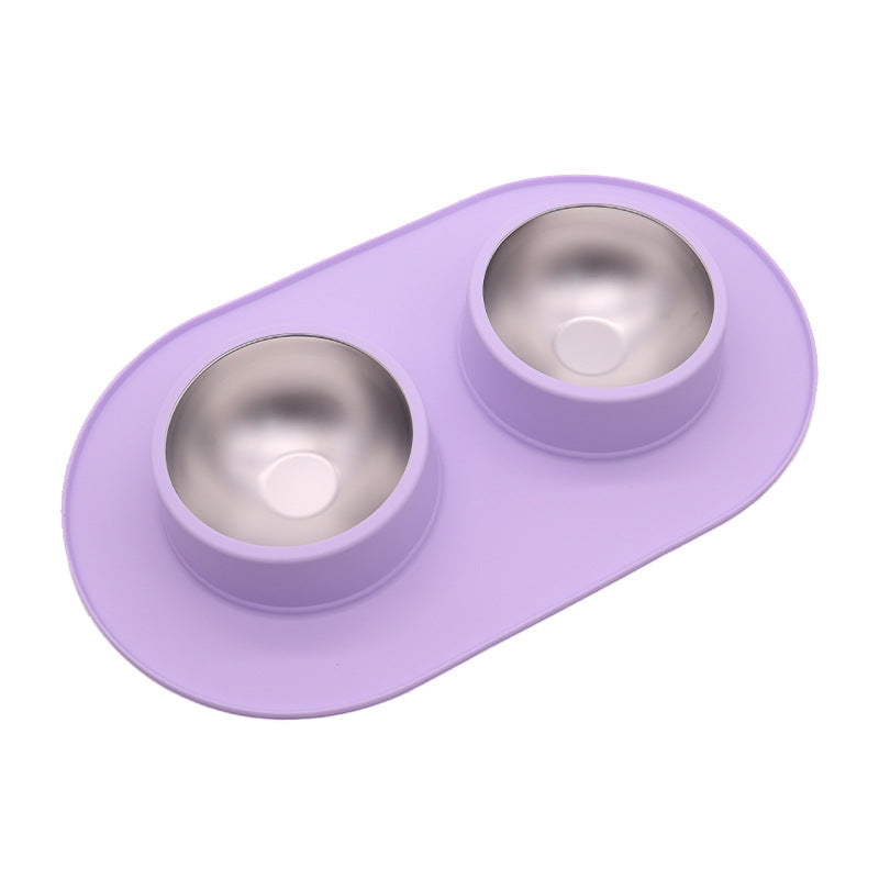 Anti Skid Anti Splash Stainless Steel Silicone Pet Bowl Dual Purpose Food and Water Bowl