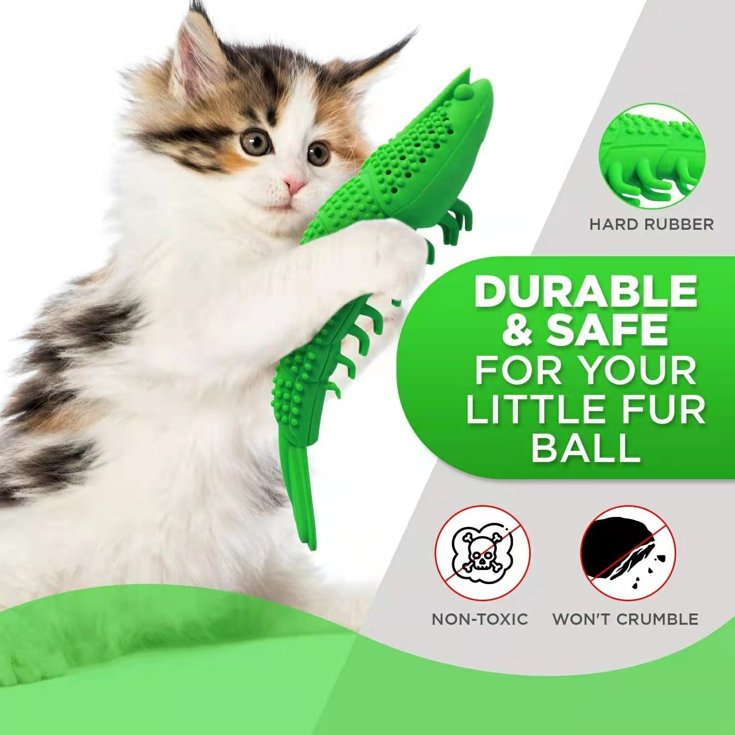 Catnip Cat Toy 360° Rubber Teeth Cleaning Chew Toy with Interactive Bell for Cats