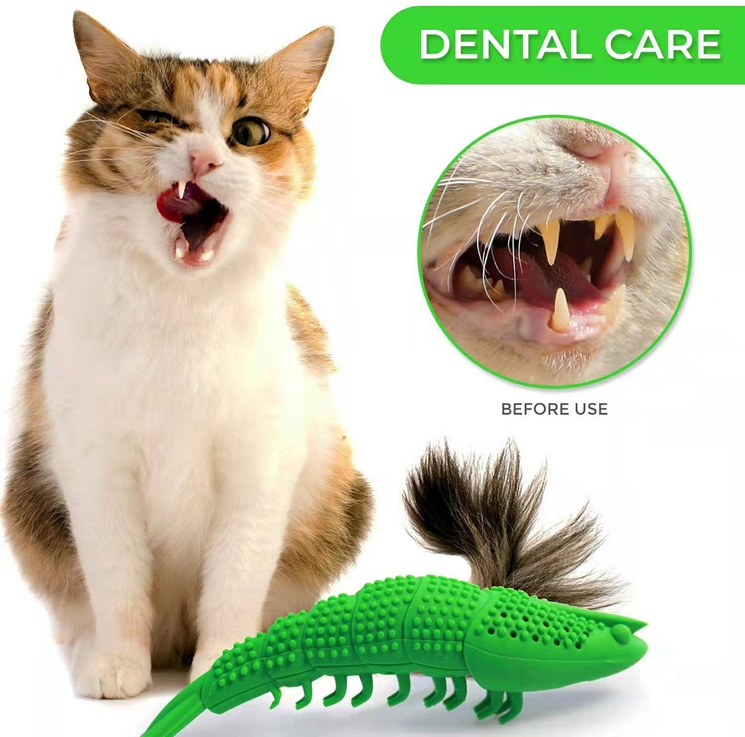 Catnip Cat Toy 360° Rubber Teeth Cleaning Chew Toy with Interactive Bell for Cats